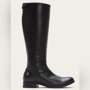 Frye Melissa Button Back Zip Black Leather Ridding Boots Size 9.5
